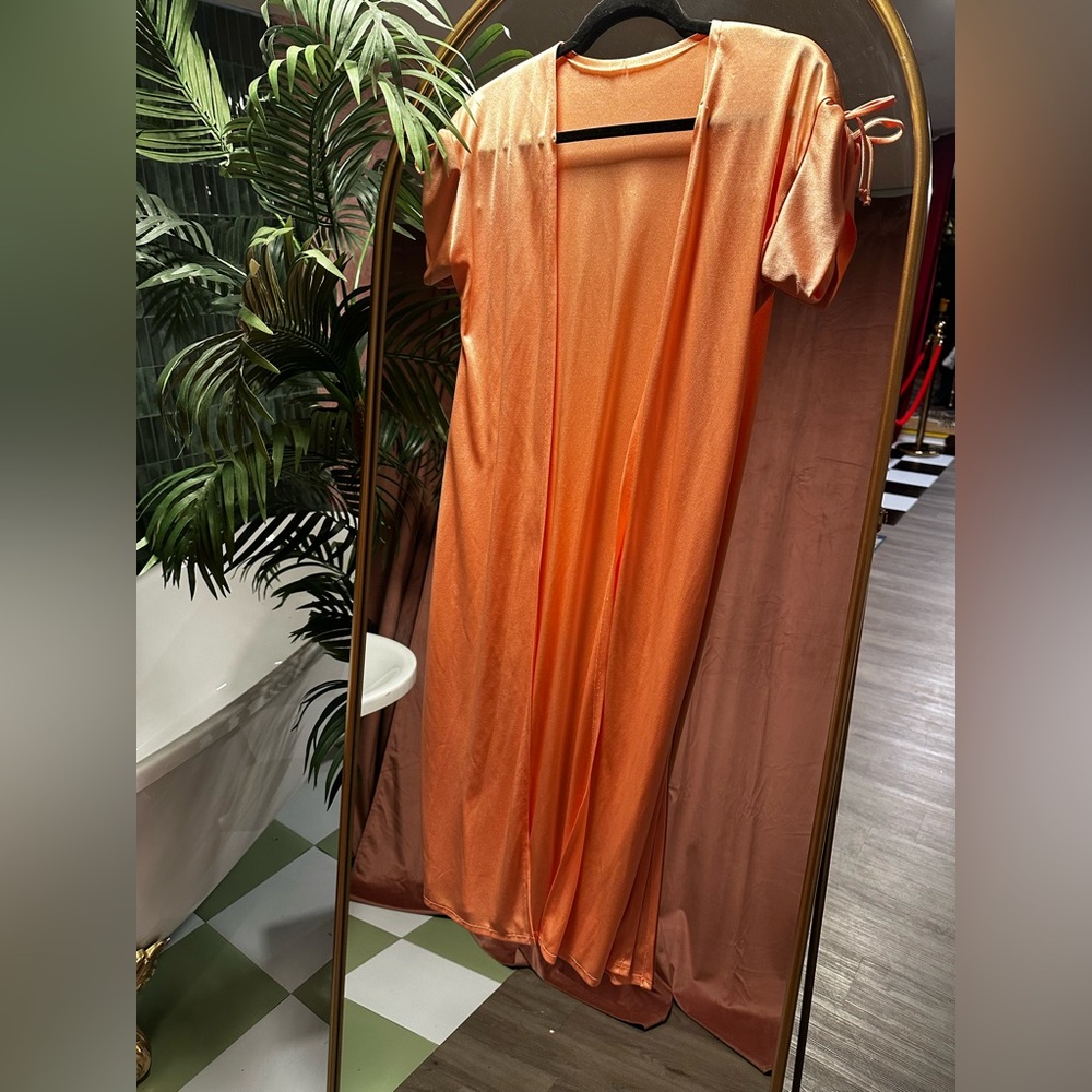 Elegant Orange Satin Robe